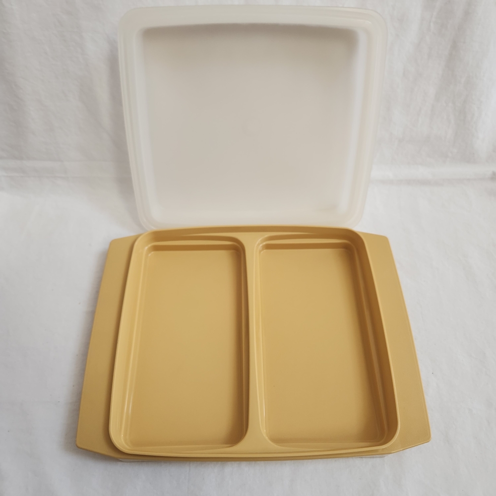 Vintage Tupperware Divided Serving Tray with Lid